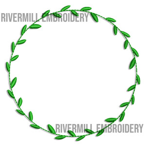 Round Laurel Leaf Monogram or Initial Frame Machine Embroidery Design