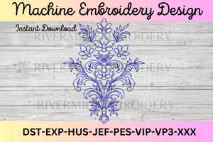 Floral Decorative Ornament Bean Stitch Machine Embroidery Design