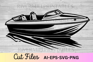 Boat in a Lake SVG AI EPS Cut File