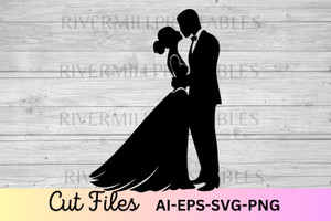 Bride & Groom Silhouette SVG Cut File