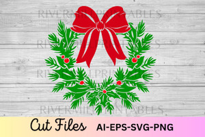 Christmas Wreath SVG EPS DXF Cut File