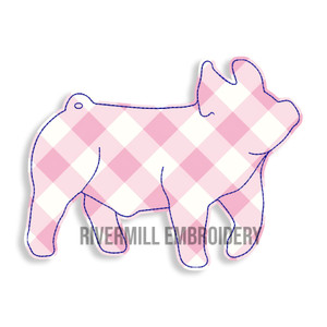 Raggy Applique Show Pig Machine Embroidery Design
