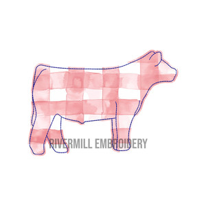 Raggy Applique Show Steer Cow Machine Embroidery Design
