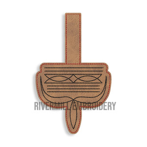 Cowboy Boot Toe Stitch In The Hoop Snap Tab Key Fob Machine Embroidery Design