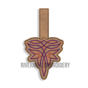 Cowboy Boot Toe Stitch In The Hoop Snap Tab Key Fob Machine Embroidery Design
