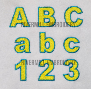Two Color Block Machine Embroidery Font Alphabet