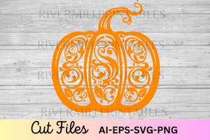 Pumpkin With Swirls SVG EPS DXF Cut File #2