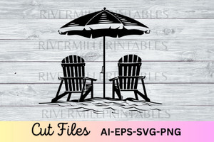 Beach Chairs & Umbrella SVG EPS DXF Cut File