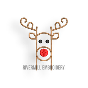 Mini Red Nosed Reindeer Rudolph Machine Embroidery Design