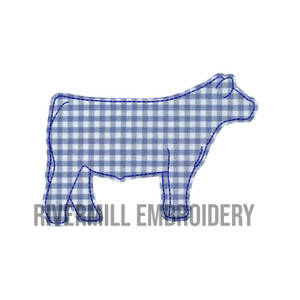 Small Raggy Applique Show Steer Cow Machine Embroidery Design