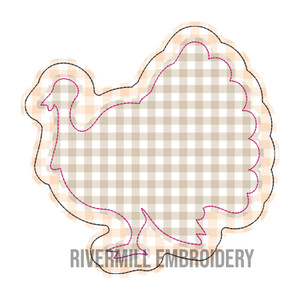 Raggy Double Applique Turkey Machine Embroidery Design