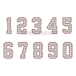 Diamond Applique Varsity Athletic Style Numbers Machine Embroidery Design Style 2