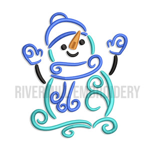 Snowman With Swirls Machine Embroidery Design
