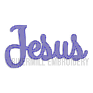 Raggy Applique Jesus with a Heart Machine Embroidery Design