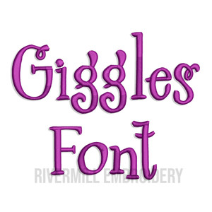 1 1/2" Size Giggles Machine Embroidery Font