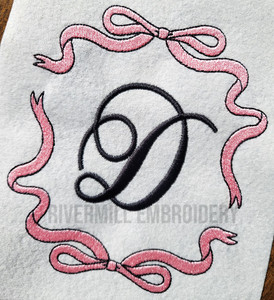 Bow Initial or Monogram Frame Machine Embroidery Design