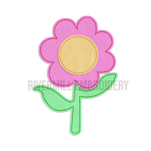 Raggy Applique Spring Flower Machine Embroidery Design