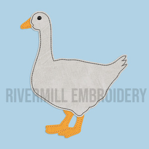 Raggy Applique Walking Goose Machine Embroidery Design