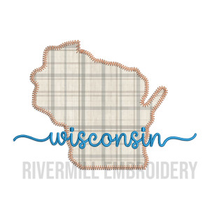 Zig Zag Wisconsin WI Applique Machine Embroidery Design