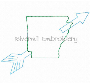 Raggy Applique Arkansas With An Arrow Machine Embroidery Design