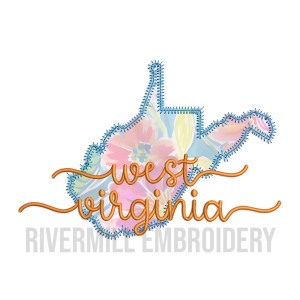 Zig Zag West Virginia WV Applique Machine Embroidery Design