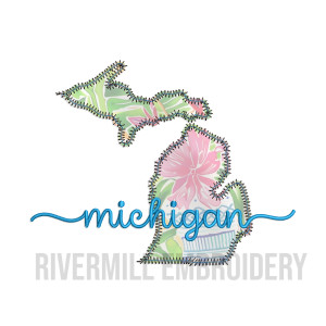 Zig Zag Michigan MI Applique Machine Embroidery Design