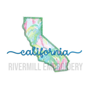 Zig Zag California CA Applique Machine Embroidery Design