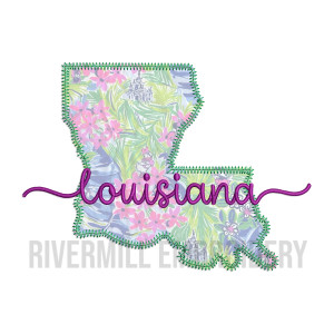 Zig Zag Louisiana LA Applique Machine Embroidery Design