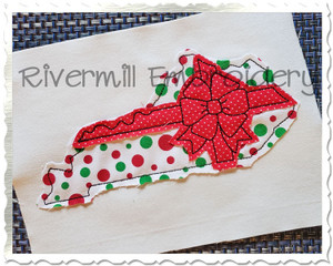 Kentucky With A Bow Raggy Applique Machine Embroidery Design