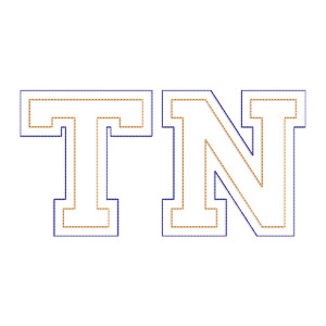 Raggy Double Applique Tennessee TN Varsity Style Machine Embroidery Design