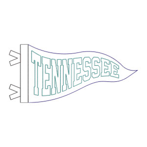 Tennessee Wavy Pennant Flag Bean Stitch Raggy Applique Machine Embroidery Design
