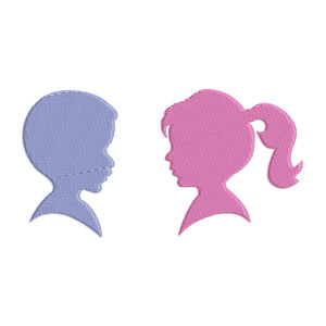 Small Boy & Girl Silhouettes Machine Embroidery Design