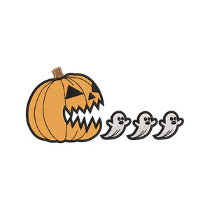Pumpkin Chasing Ghosts Machine Embroidery Design