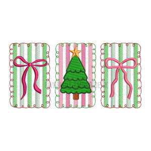 Christmas Frames Trio with Bows Machine Embroidery Design