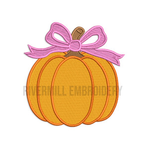 Pumpkin with a Bow Machine Embroidery Design