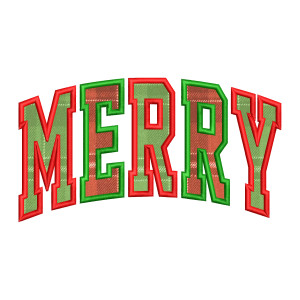 Arched Merry Satin Stitch Applique Machine Embroidery Design