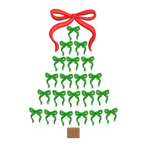 Christmas Tree Made Of Bows Machine Embroidery Design