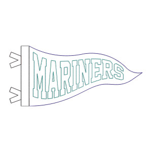 Mariners Wavy Pennant Flag Bean Stitch Raggy Applique Machine Embroidery Design