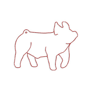 Small Raggy Applique Show Pig Machine Embroidery Design