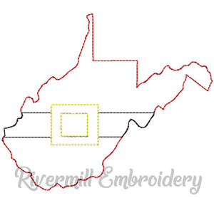 West Virginia w/ Santa Belt Raggy Applique Machine Embroidery Design