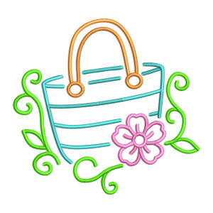 Floral Beach Bag Machine Embroidery Design