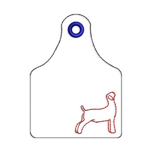 ITH Ear Tag Shaped Bag Tag with Show Goat Machine Embroidery Design
