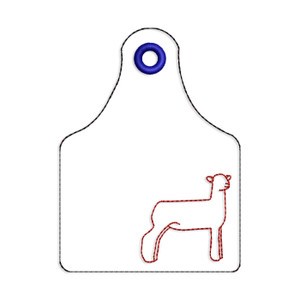 ITH Ear Tag Shaped Bag Tag with Show Lamb Machine Embroidery Design