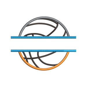 Split Applique Ball Half Volleyball Half Basketball Machine Embroidery Design
