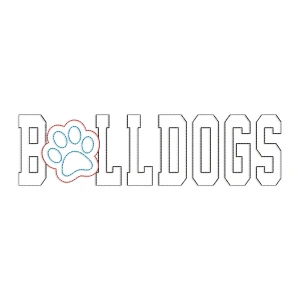 Raggy Applique Bulldogs with a Paw Print Machine Embroidery Design