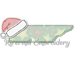 Tennessee w/ Santa Hat Raggy Applique Machine Embroidery Design