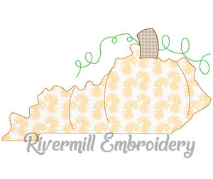 Large Raggy Applique Kentucky as a Pumpkin Machine Embroidery Design