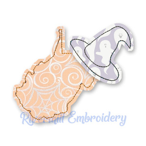 Raggy Applique West Virginia with a Witch Hat Machine Embroidery Design