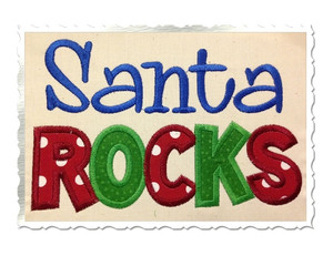 Santa Rocks Applique Machine Embroidery Design
