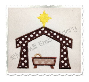 Manger Nativity Applique Machine Embroidery Design